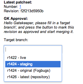 approve revision from codereview by the gatekeeper, target branch autocompletion